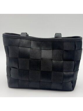 Seatbeltbag Black Woven Tote Shoulder Bag Handbag Basket Weave Large Casual